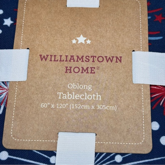 Williamstown 4th of July Fireworks Tablecloth 60x120 Easy Care Blue Red White - Picture 14 of 14